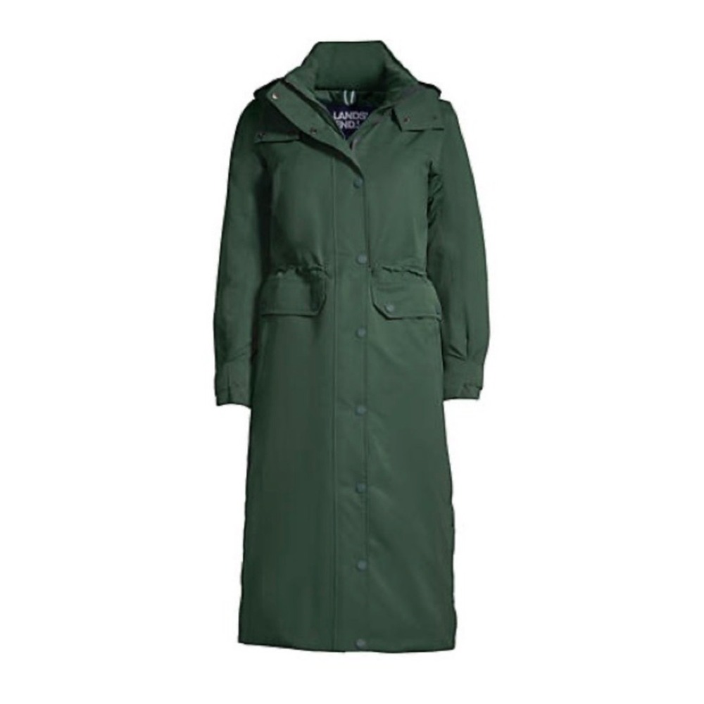 Lands' End Expedition Waterproof Maxi Down Parka Coat Women's L 14-16 Green Long